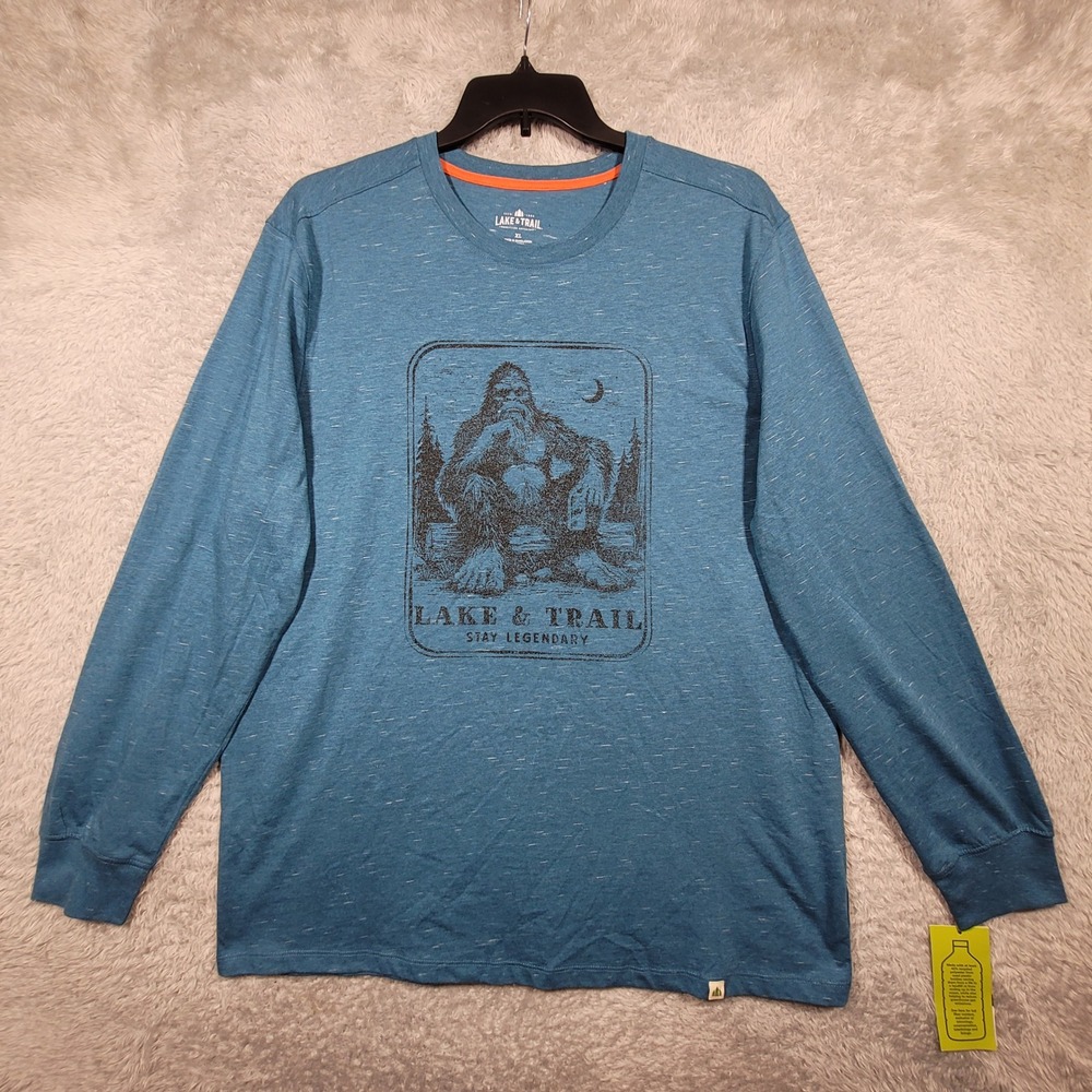 Lake & Trail Long Sleeve Shirt Mens XL Blue Bigfoot Stay Legendary Graphic